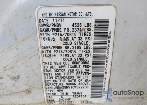 2012 Nissan Rogue S z USA, uszkodzony, nr VIN JN8AS5MV1CW372938